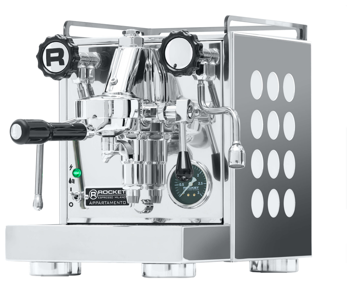 Rocket Espresso Appartamento — Inox (cuerpo acero, circulos blancos)