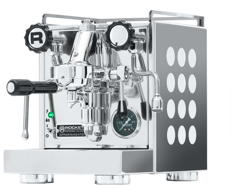 Rocket Espresso Appartamento — Inox (cuerpo acero, circulos blancos)