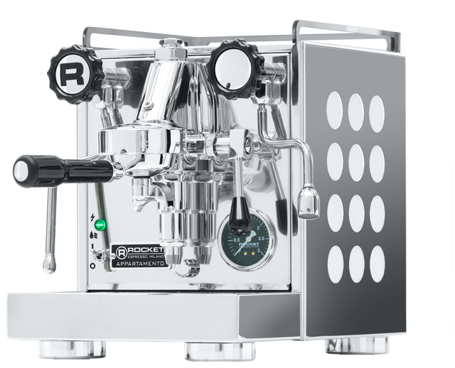 Rocket Espresso Appartamento — Inox (cuerpo acero, circulos blancos)