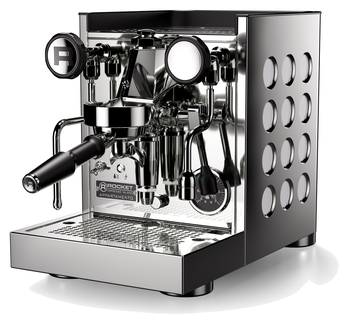 Rocket Espresso Appartamento TCA — White (cuerpo acero, circulos blancos)
