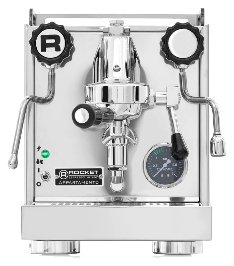 Rocket Espresso Appartamento — Inox (cuerpo acero, circulos blancos)