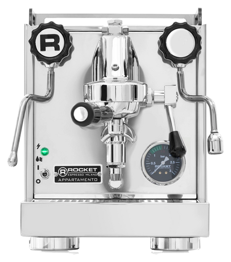 Rocket Espresso Appartamento — Inox (cuerpo acero, circulos blancos)