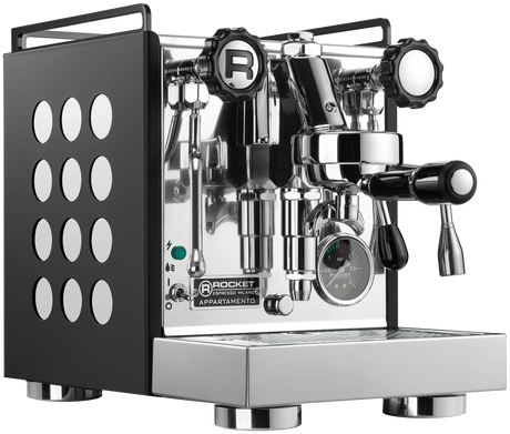 Rocket Espresso Appartamento — Black & White (Serie Nera, cuerpo negro con circulos blancos)